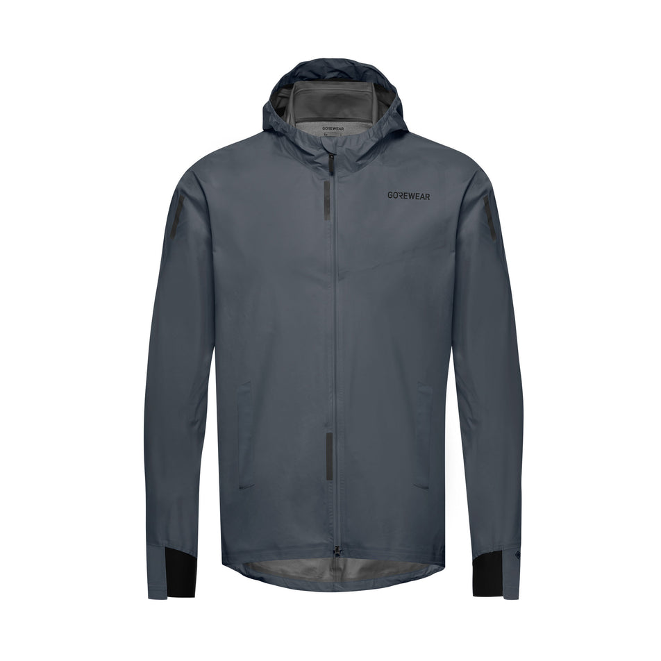 Front view of a GOREWEAR Men's Concurve GORE-TEX Jacket in the Lab Graphite colourway.  (8503973380258)