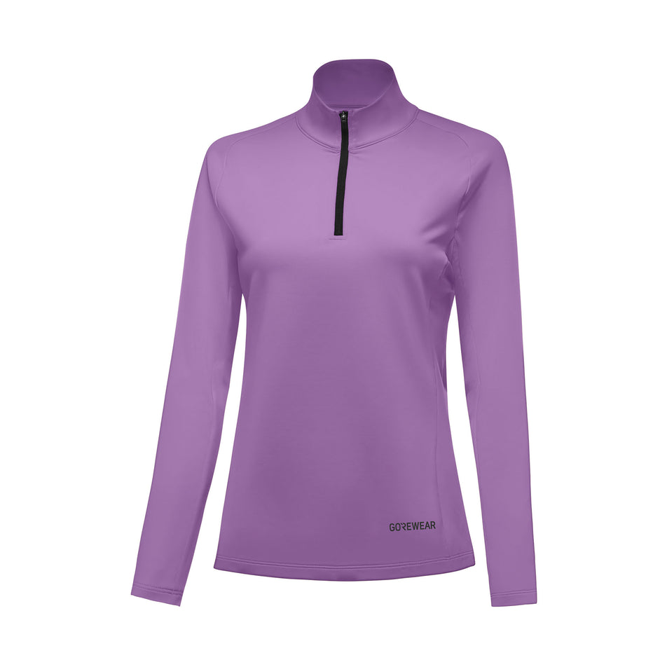 Angled front view of the GOREWEAR Women's Everyday Mid 1/4-Zip in the Scrub Purple colourway. (8504587059362)