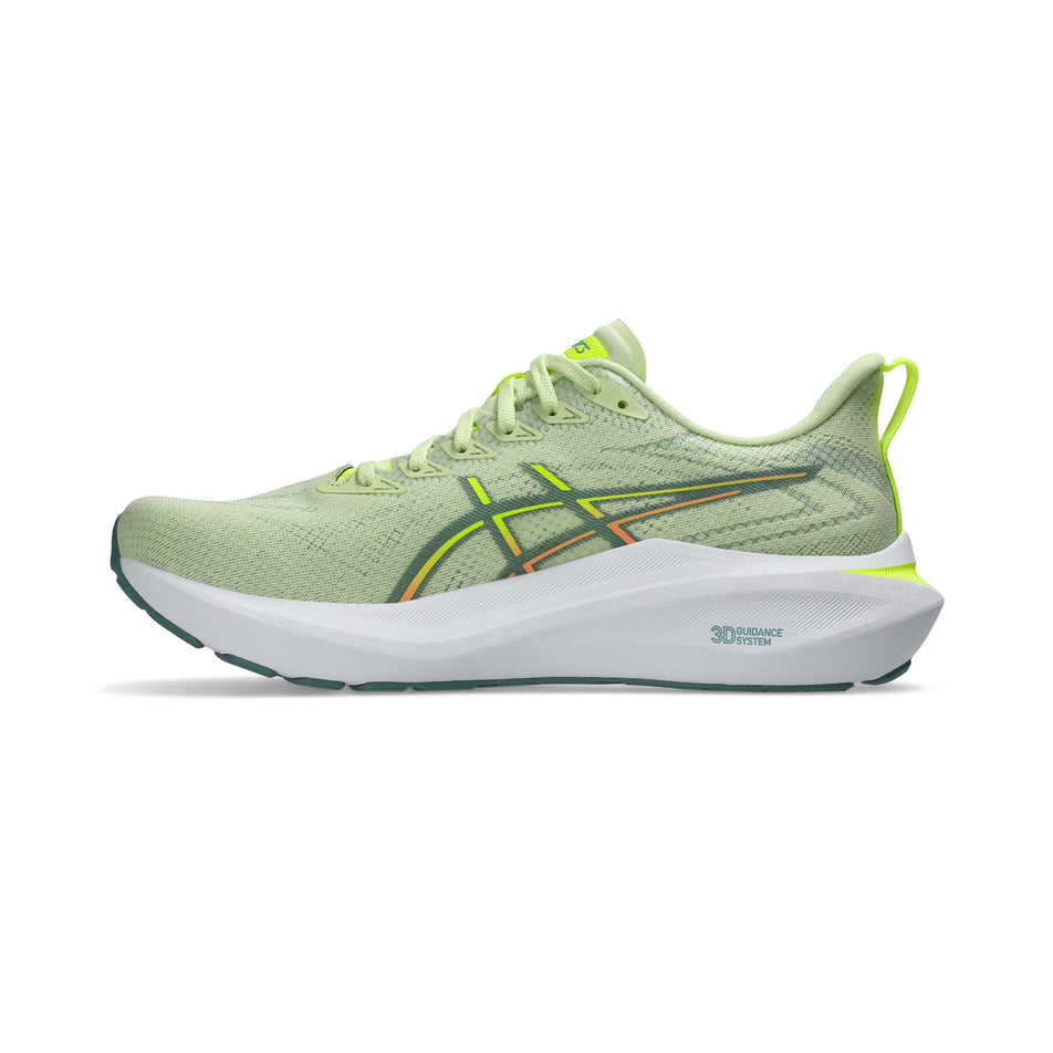 Medial side of the right shoe from a pair of ASICS Men's GT-2000 13 Running Shoes in the Cool Matcha/Celadon colourway. (8473882001570)