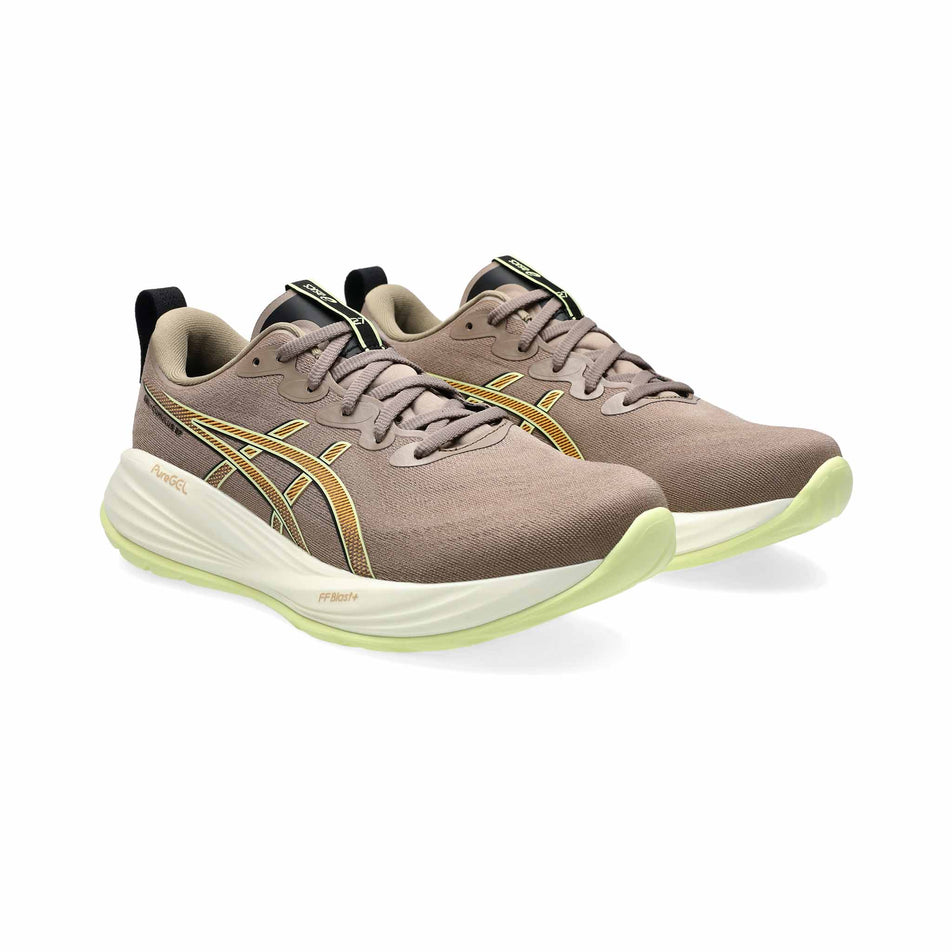 A pair of Asics Men's Gel-Cumulus 27 Running Shoes in the Taupe Grey/Black colourway. (8558289682594)