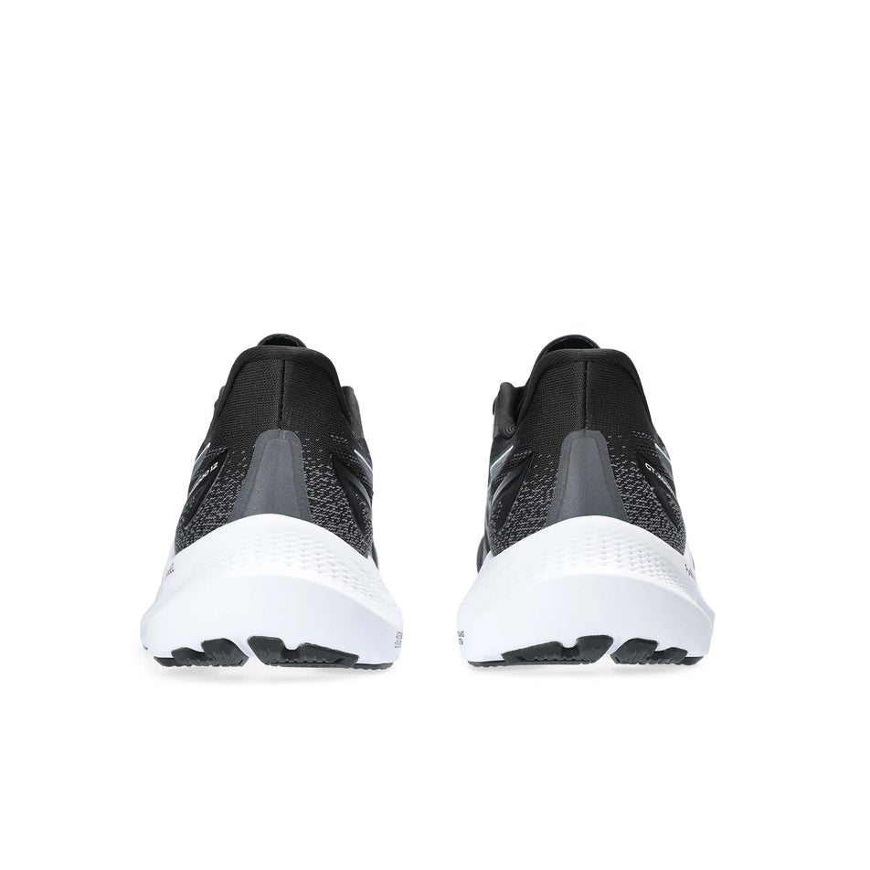 The back of a pair of Asics Women's GT-2000 12 Running Shoes in the Black/Carrier Grey colourway (8365865369762)