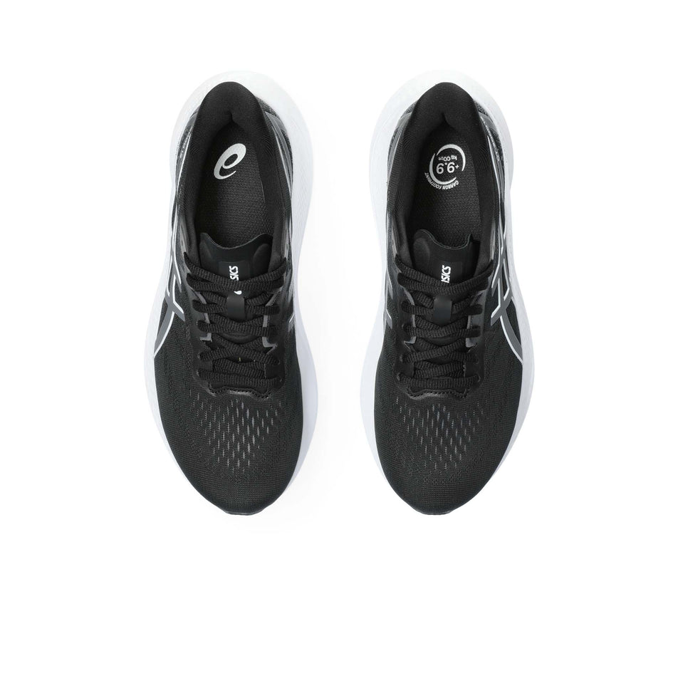 The uppers on a pair of Asics Women's GT-2000 12 Running Shoes in the Black/Carrier Grey colourway (8365865369762)