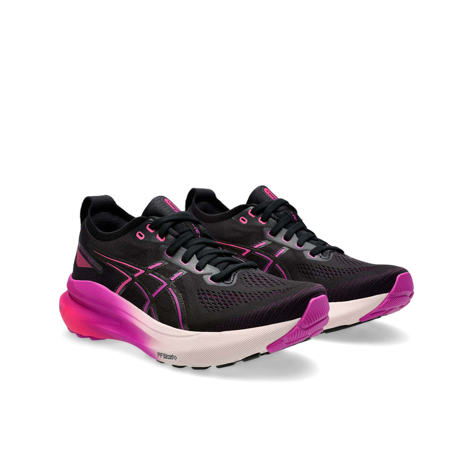 A pair of Asics Women's Gel-Kayano 31 Running Shoes in the Black/Bold Magenta colourway (8365857243298)