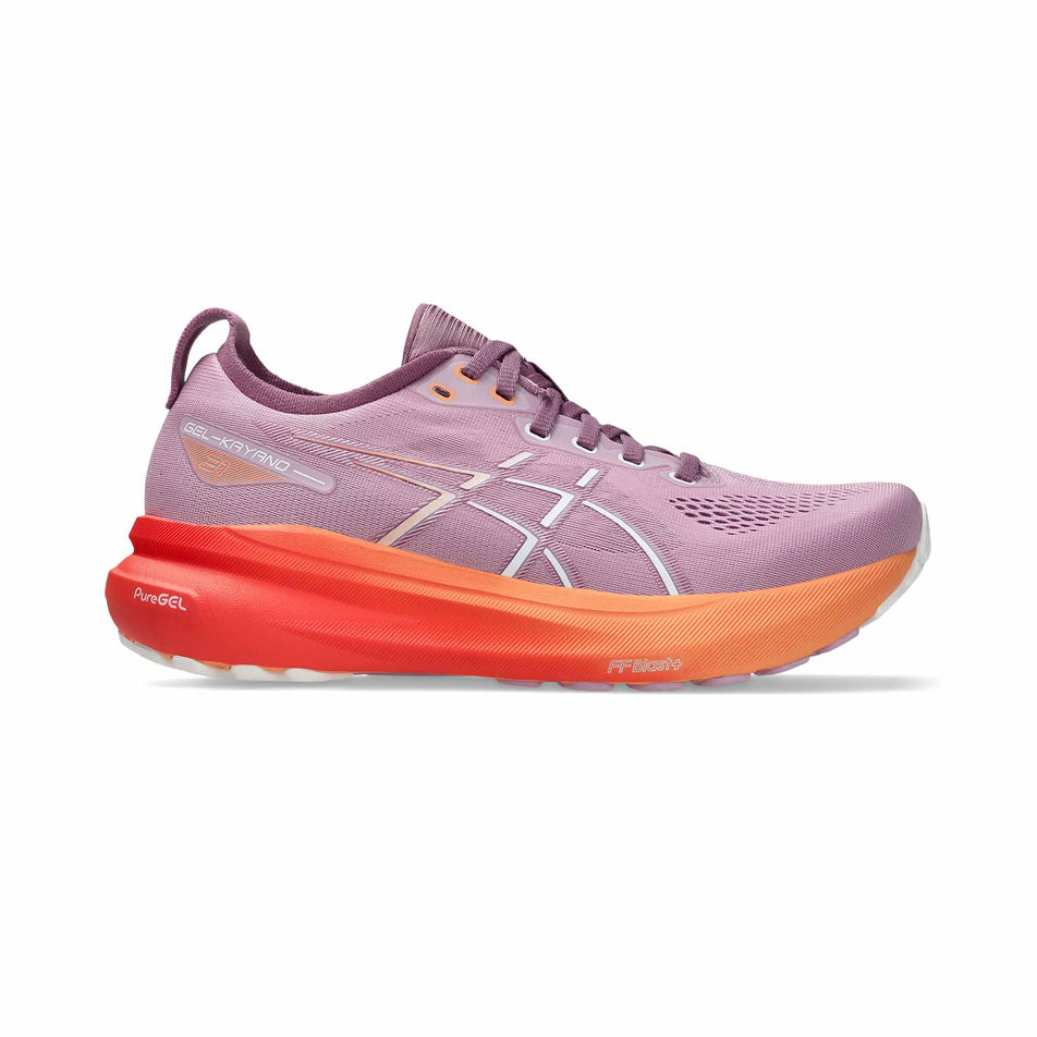 Lateral side of the right shoe from a pair of Asics Women's Gel-Kayano 31 Running Shoes in the Light Ube/White colourway (8554961010850)