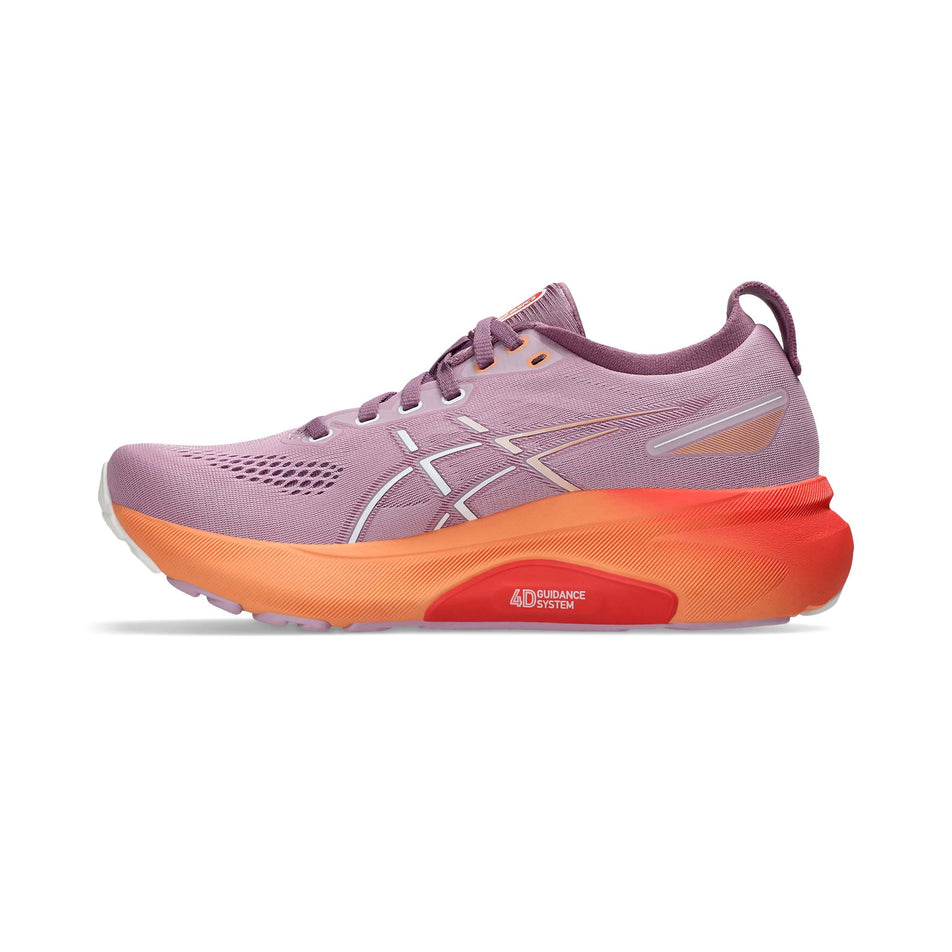 Medial side of the right shoe from a pair of Asics Women's Gel-Kayano 31 Running Shoes in the Light Ube/White colourway (8554961010850)