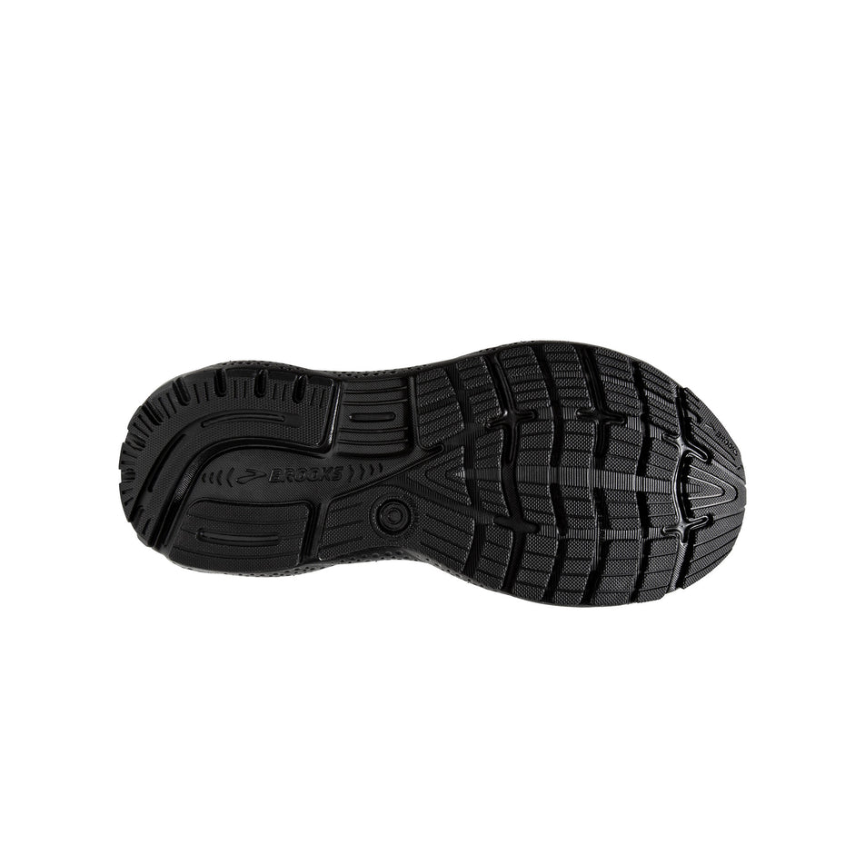 Outsole of the right shoe from a pair of Brooks Men's Ghost 16 Running Shoes in the Black/Black/Ebony colourway (8339207225506)