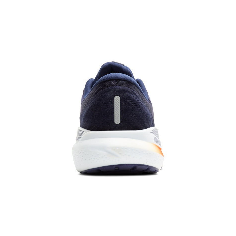 The back of the right shoe from a pair of Brooks Men's Adrenaline GTS 24 Running Shoes in the Peacoat/Orange/White colourway. (8526840332450)