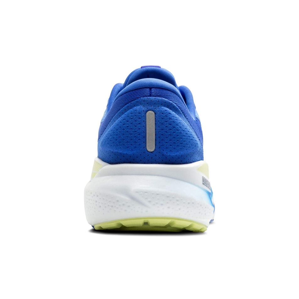 The back of the right shoe from a pair of Brooks Men's Adrenaline GTS 24 2E Running Shoes in the Cobalt/Neo Yellow/Peacoat colourway. (8526854258850)