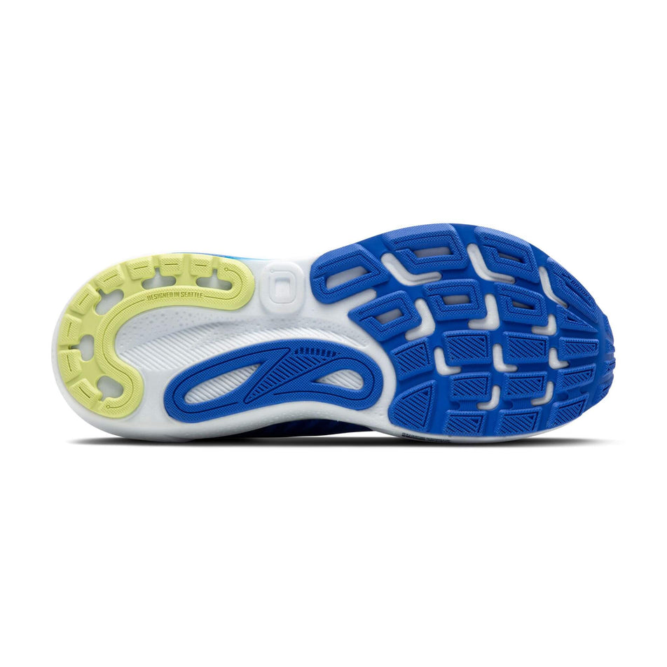 Outsole of the right shoe from a pair of Brooks Men's Adrenaline GTS 24 2E Running Shoes in the Cobalt/Neo Yellow/Peacoat colourway. (8526854258850)