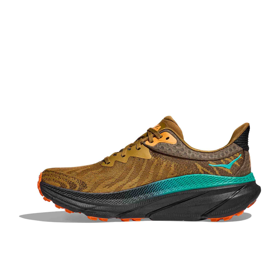 Medial side of the right shoe from a pair of HOKA Men's Challenger 7 Running Shoes in the Honey/Black colourway (8400124772514)