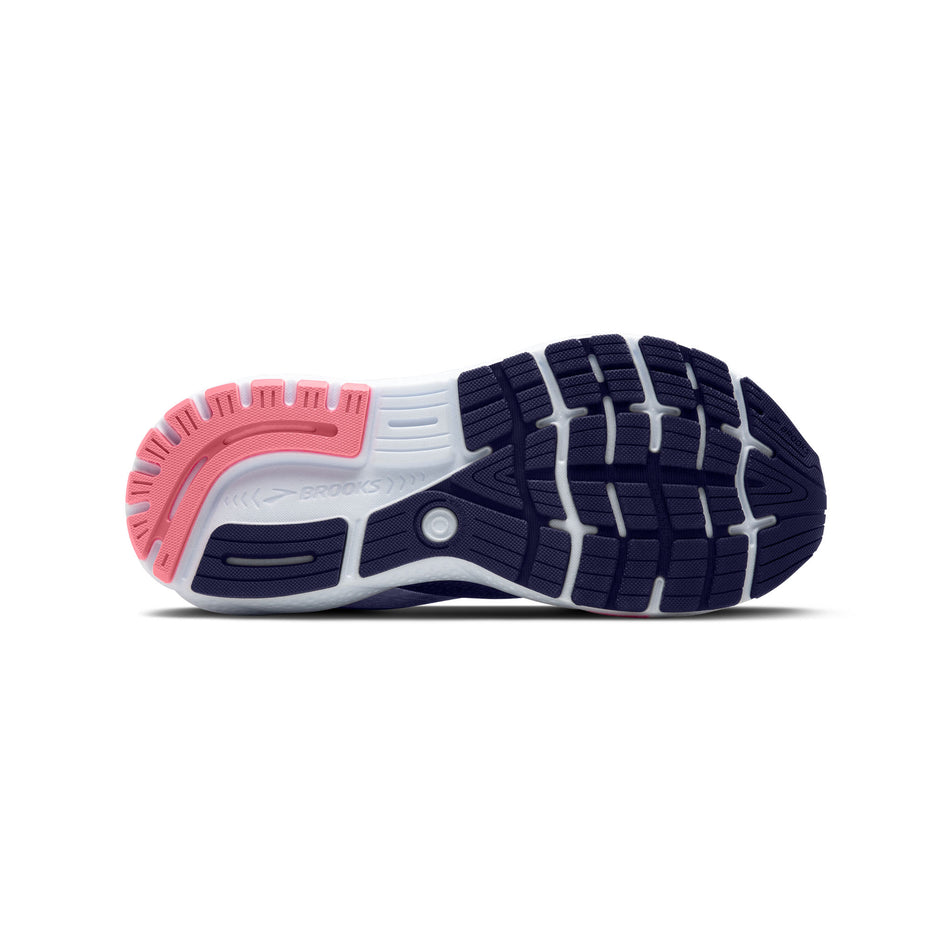 Outsole of the right shoe from a pair of Women's Brooks Ghost 16 Running Shoes in the Blue Ribbon/Dianthus/Peacoat colourway. (8550547325090)