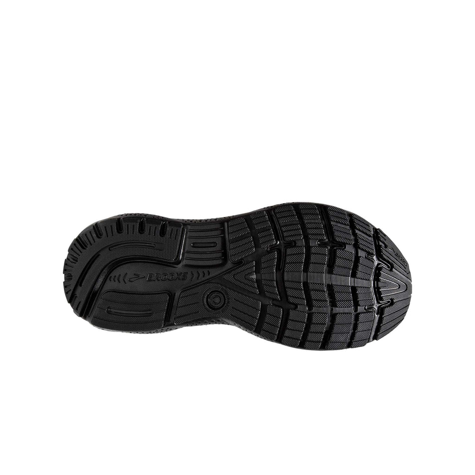 Outsole of the right shoe from a pair of Brooks Women's Ghost 16 Running Shoes in the Black/Black/Ebony colourway (8339218890914)