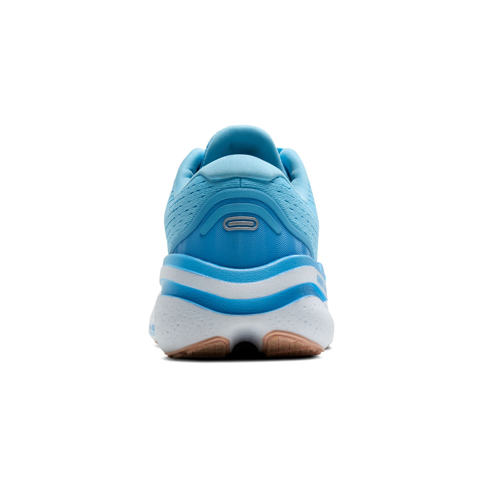 Back of the right shoe from a pair of Brooks Women's Ghost Max 2 Running Shoes in the Baltic Sea/Bonnie Blue/Peach colourway. (8550543098018)