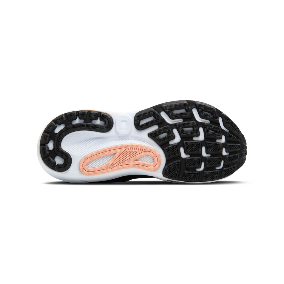 Outsole of the right shoe from a pair of Brooks Women's Adrenaline GTS 24 Running Shoes in the Black/Peach/Peacoat colourway. (8526865498274)