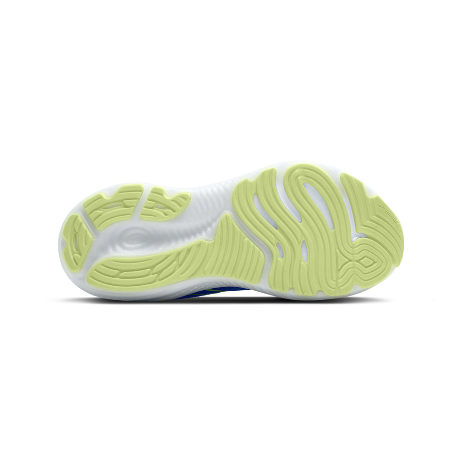 The outsole of the right shoe from a pair of Brooks Women's Glycerin GTS 22 Running Shoes in the Amparo Blue/Hyper Iris/Yellow colourway. (8556639813794)