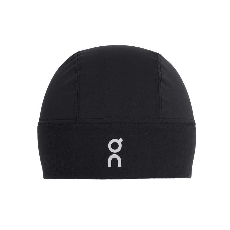 Front view of an On Core Beanie in the Black colourway.  (8534546186402)