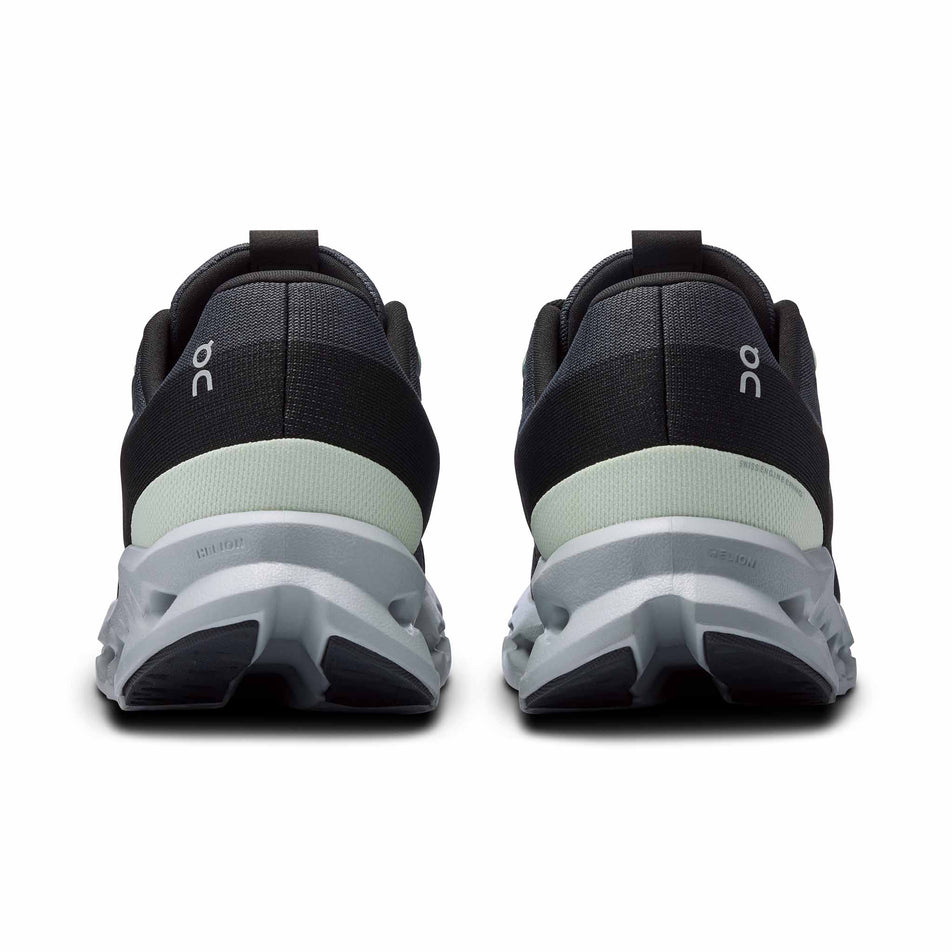 Back of a pair of On Men's Cloudsurfer Running Shoes in the Iron/Glacier colourway (8444777726114)