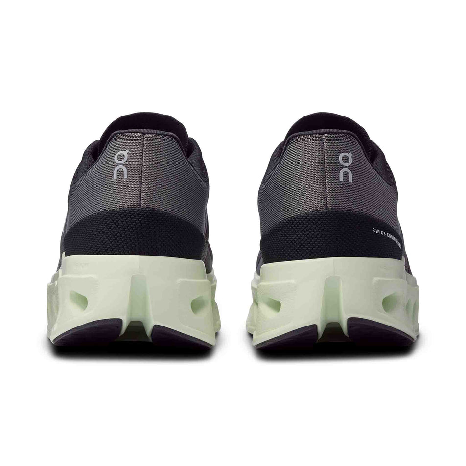 The back of a pair of On Men's Cloudeclipse Running Shoes in the Rock/Lima colourway (8444784050338)