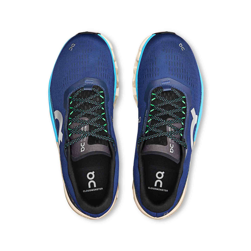 The uppers on a pair of On Men's Cloudmonster 2 Running Shoes in Tempest/Horizon colourway. (8562832769186)