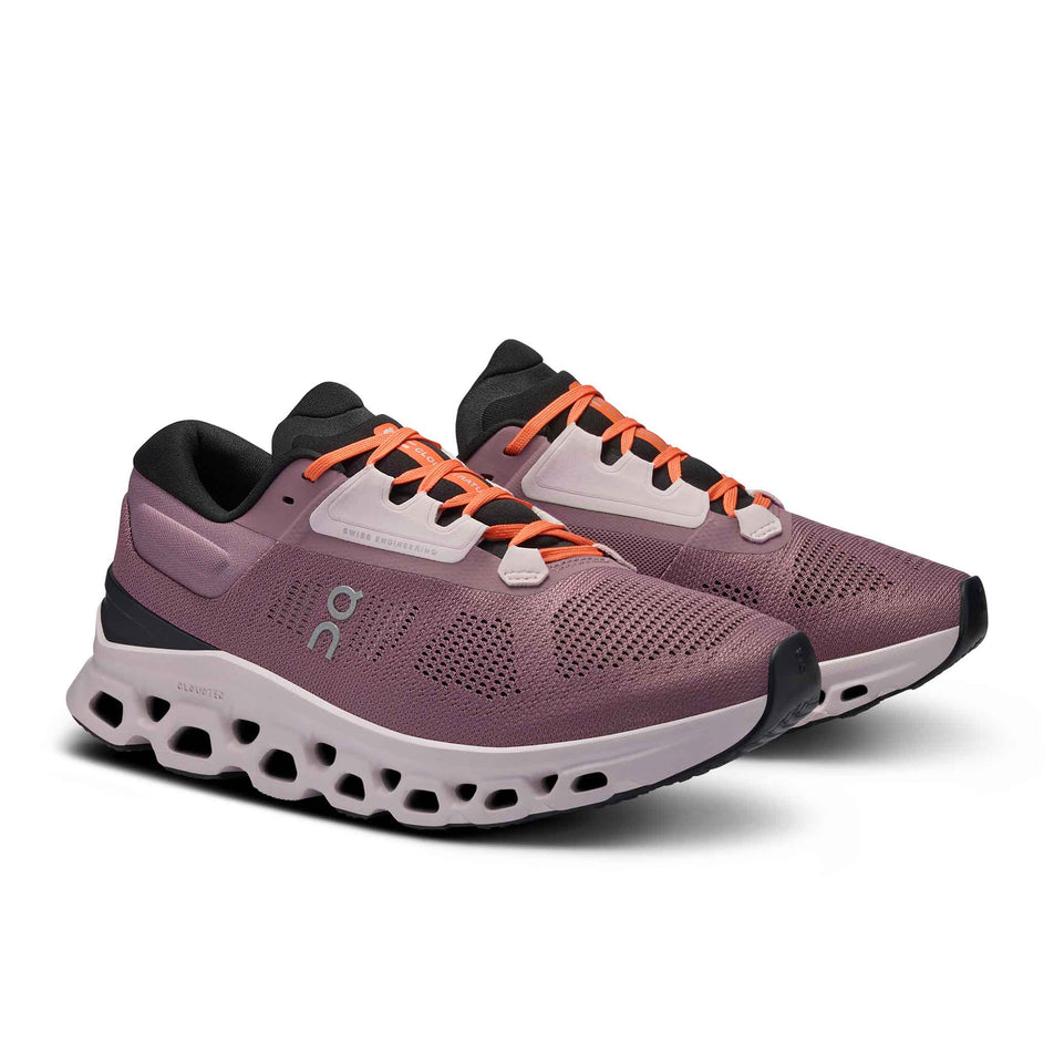 A pair of On Women's Cloudstratus 3 Running Shoes in the Quartz/Lily colourway (8444731457698)