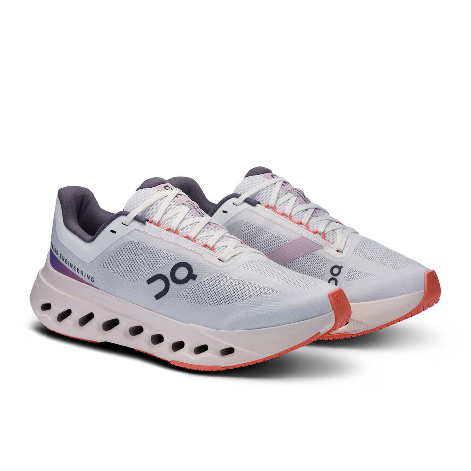 A pair of On Women's Cloudsurfer Next Running Shoes in the White/Flame colourway (8444679520418)