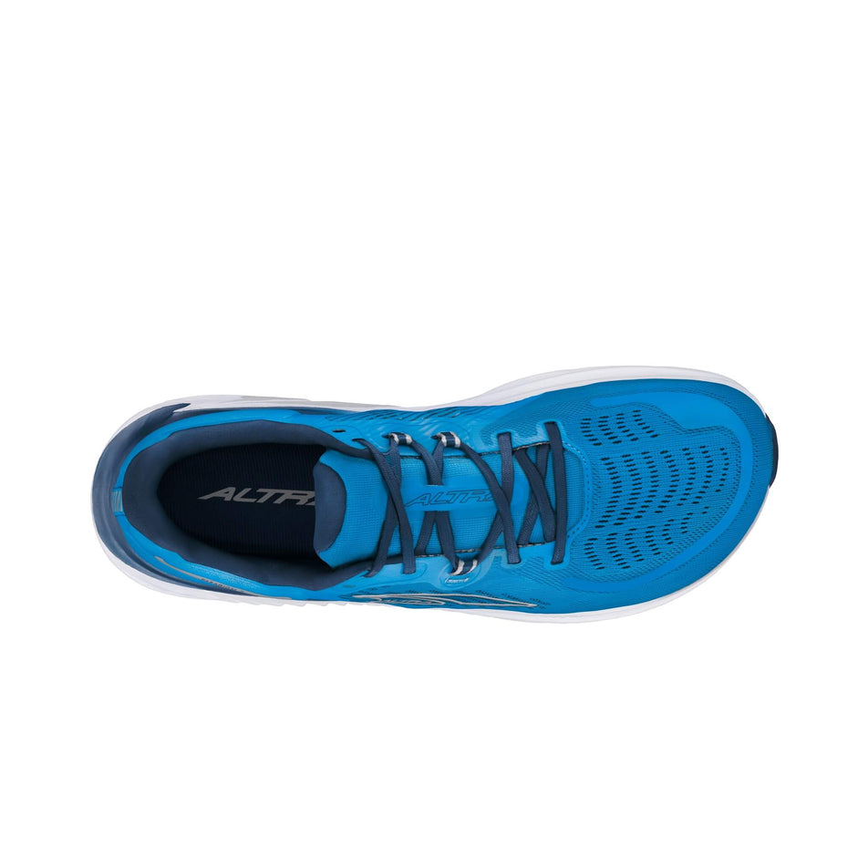 The upper of the right shoe from a pair of Altra Men's Paradigm 7 Running Shoes in the Blue/White colourway (8405503246498)