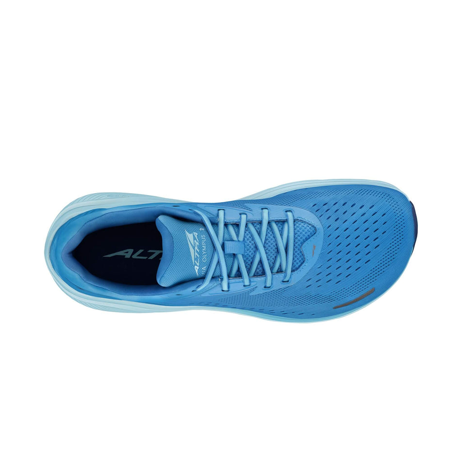 The upper of the right shoe from a pair of Altra Men's Via Olympus 2 Road Running Shoes in the Blue colourway (8426146168994)