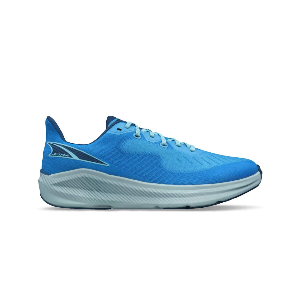 Lateral side of the right shoe from a pair of Altra Men's Experience Form Running Shoes in the Blue colourway (8320554139810)