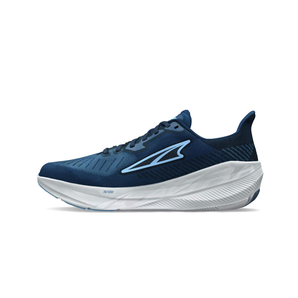 Medial side of the right shoe from a pair of Altra Men's Experience Flow Running Shoes in the Blue colourway (8316901392546)