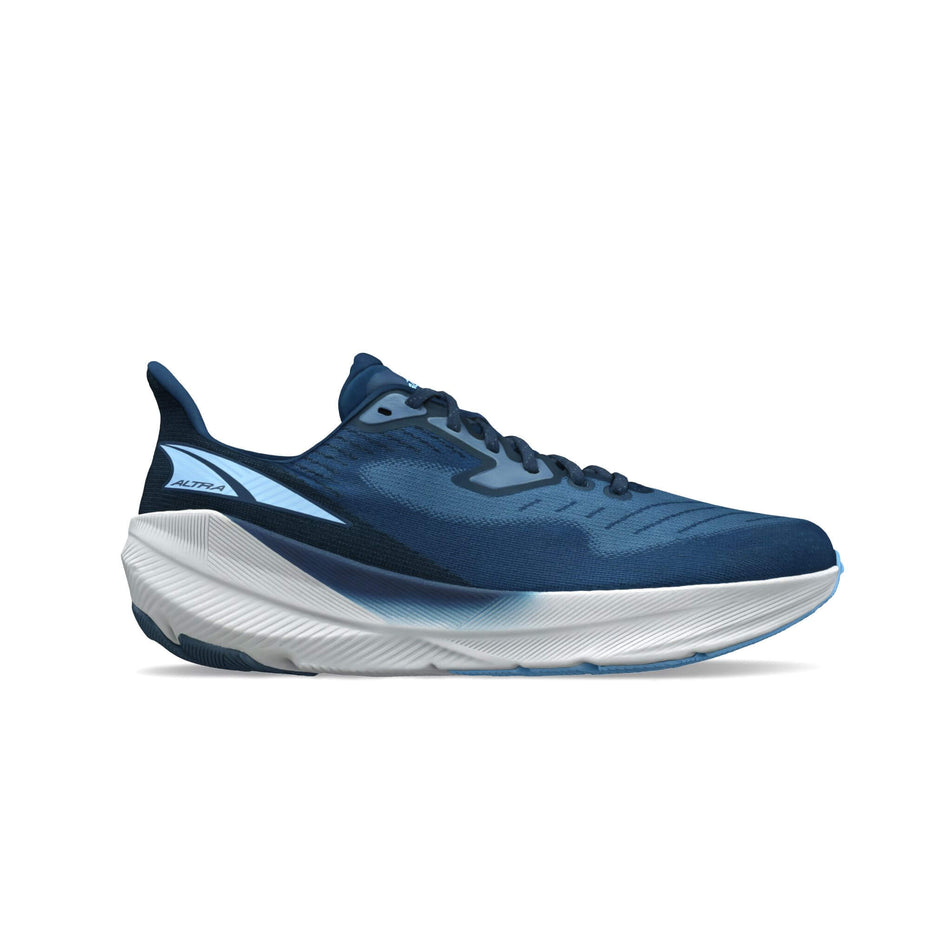 Lateral side of the right shoe from a pair of Altra Men's Experience Flow Running Shoes in the Blue colourway (8316901392546)