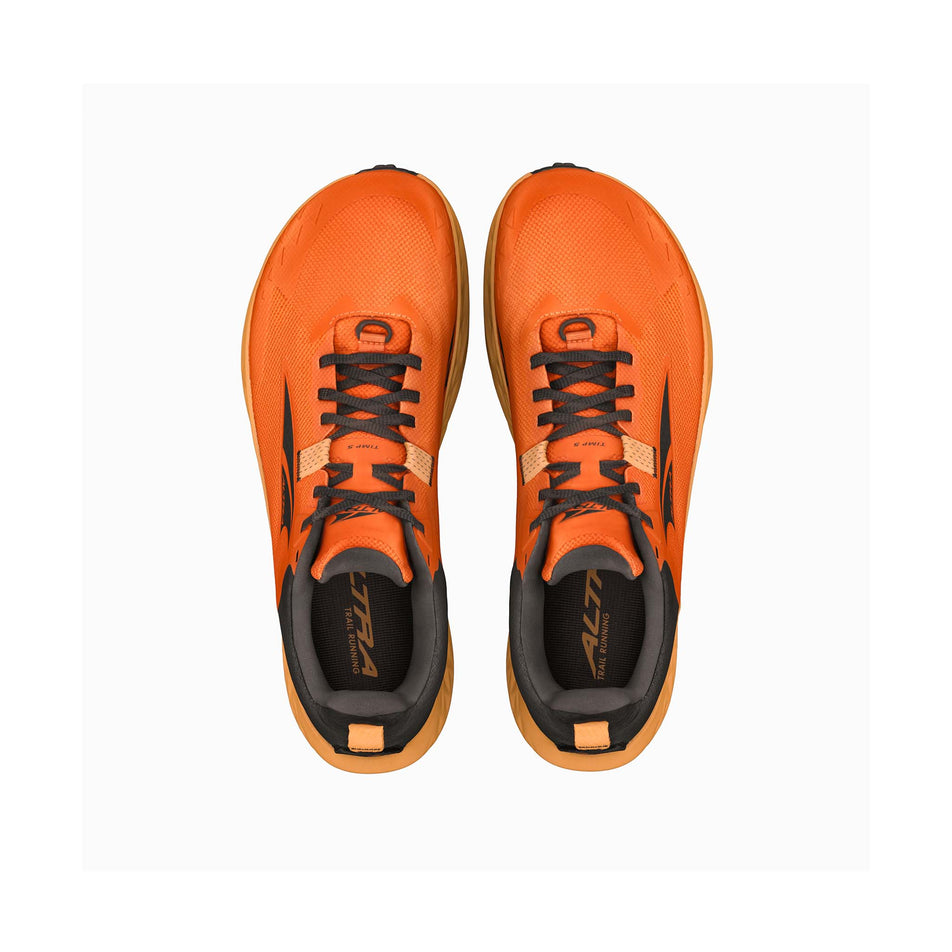 The uppers on a pair of Altra Men's Timp 5 Running Shoes in the Orange colourway. (8405510684834)