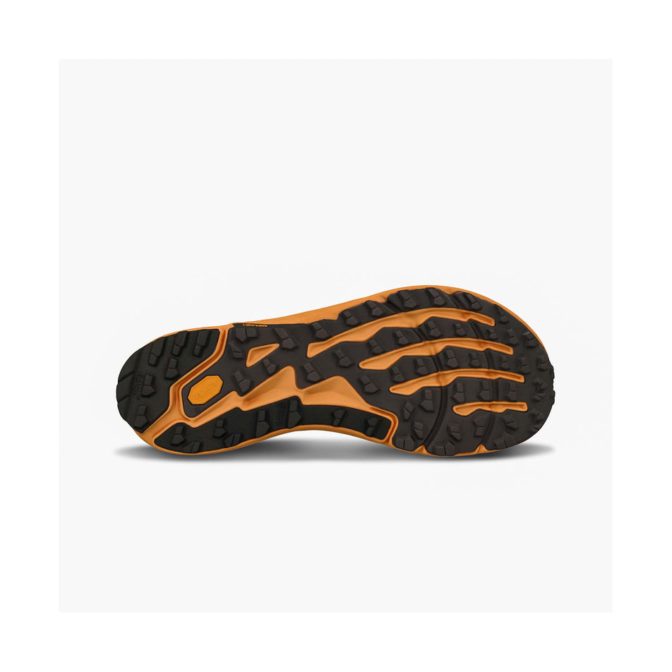 Outsole of the right shoe from a pair of Altra Men's Timp 5 Running Shoes in the Orange colourway. (8405510684834)