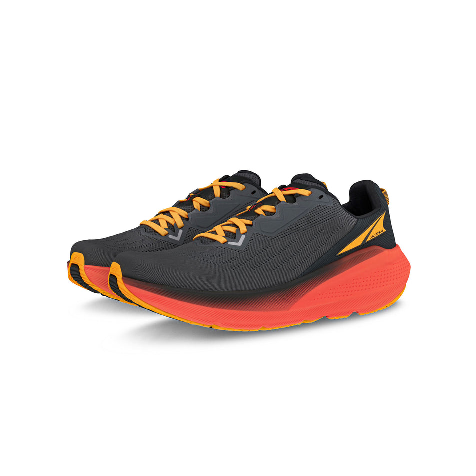 A pair of Altra Men's Fwd Via Road Running Shoes in the Black/Orange colourway. (8526882537634)