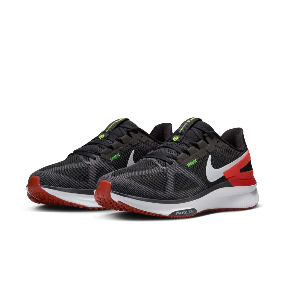 A pair of Nike Men's Structure 25 Road Running Shoes in the Black/White-Picante Red-Anthracite colourway. (8558377435298)