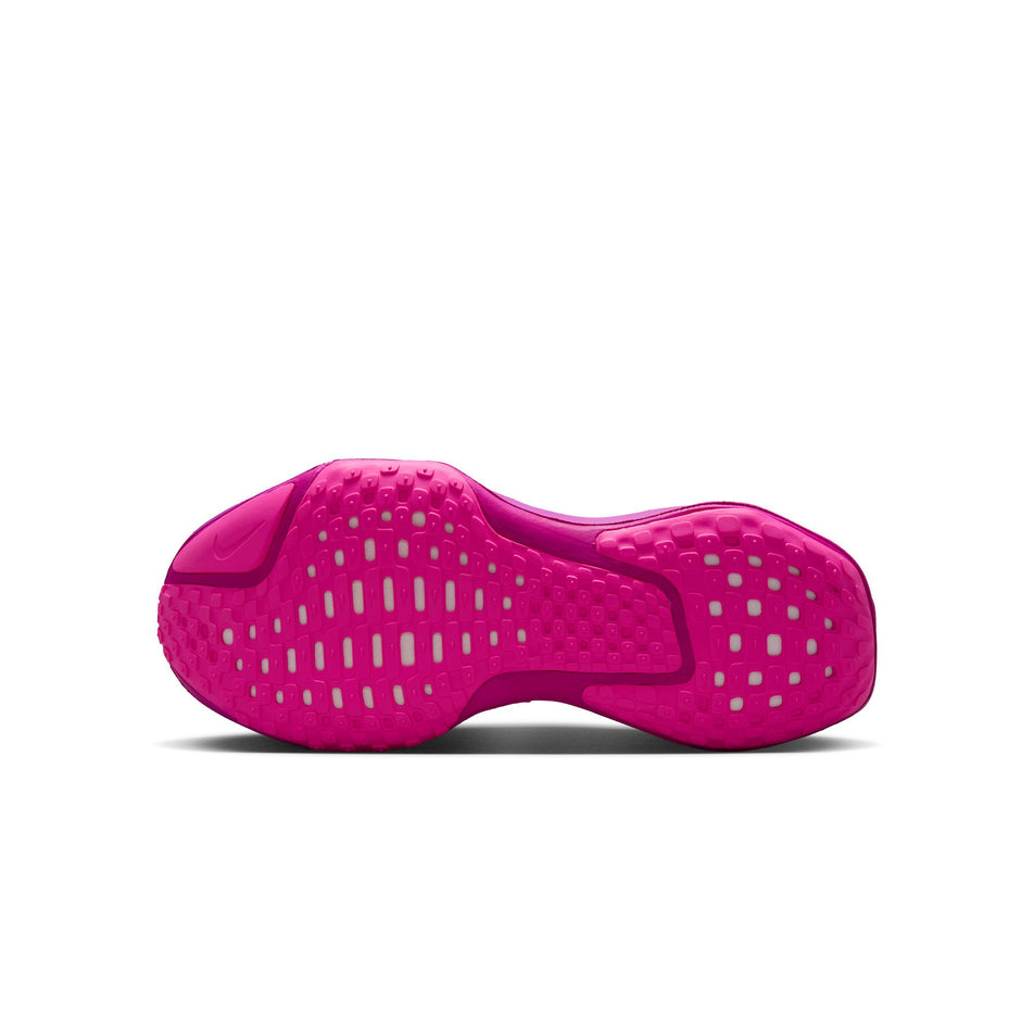 The outsole of the left shoe from a pair of Nike Men's Invincible 3 Road Running Shoes in the Black/Laser Fuchsia-Vivid Grape colourway. (8502229008546)