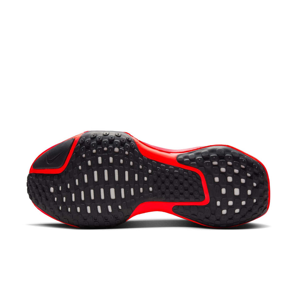 The outsole of the left shoe from a pair of Nike Men's Invincible 3 Road Running Shoes in the Phantom/Black-Light Crimson-University Red colourway. (8558368424098)