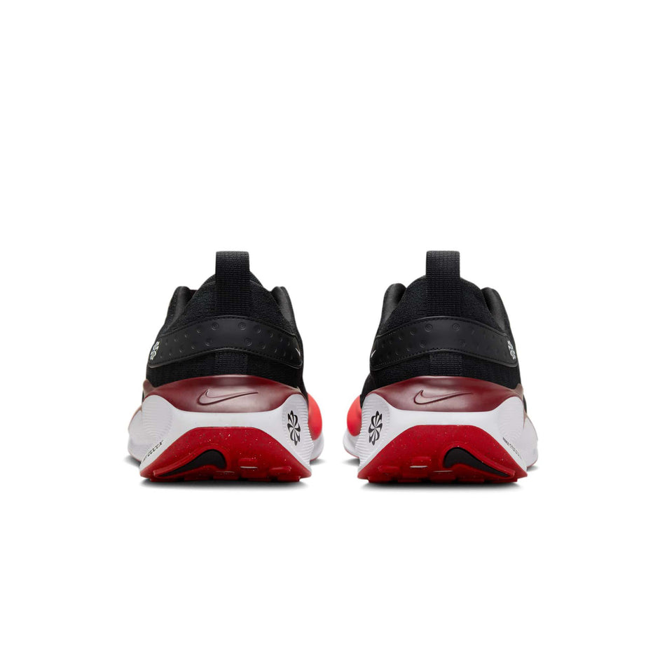 The back of a pair of Nike Men's InfinityRN 4 Road Running Shoes in the Black/Fire Red-Team Red-White colourway (8215149936802)