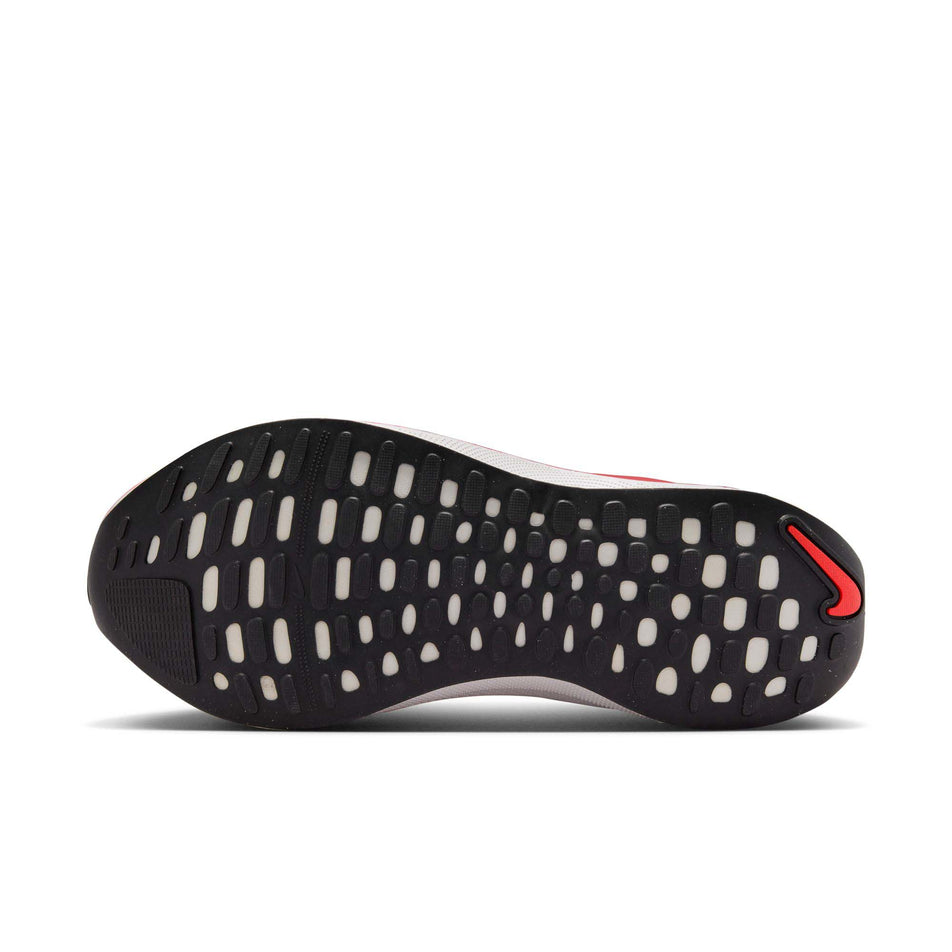 Outsole of the left shoe from a pair of Nike Men's InfinityRN 4 Road Running Shoes in the White/Black-Platinum Tint Bright Crimson colourway (8215794450594)