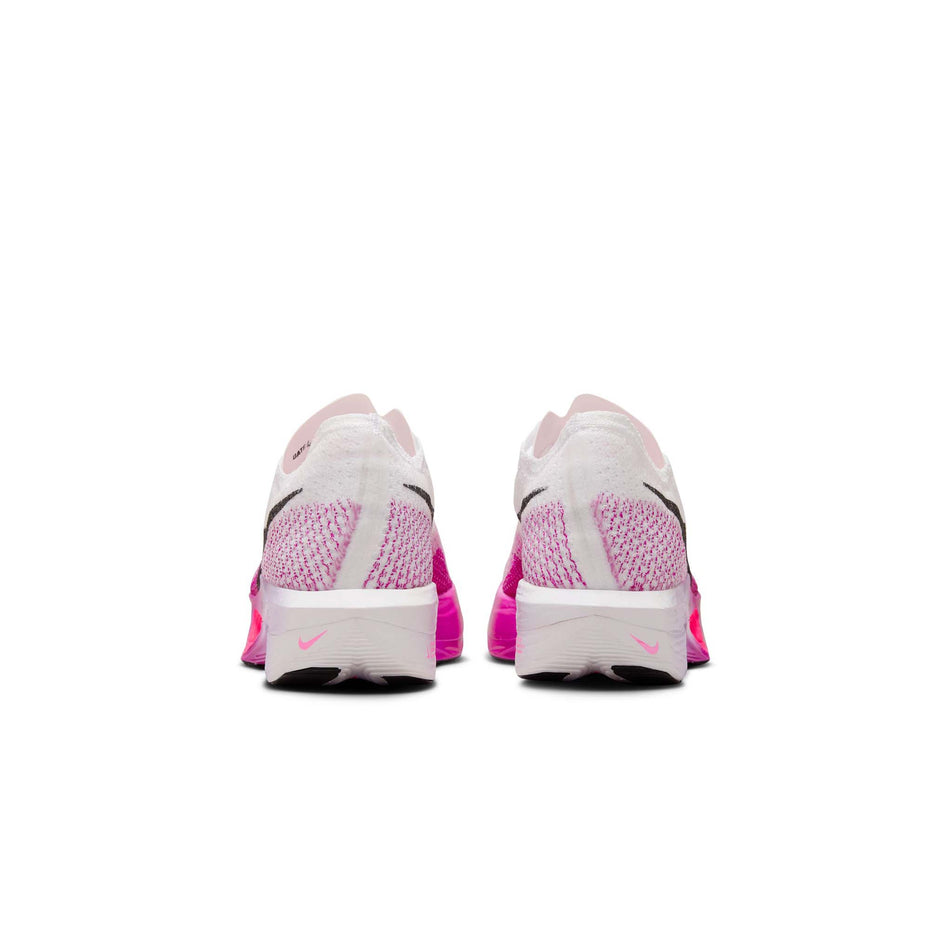 The back of a pair of Nike Women's Vaporfly 3 Road Racing Shoes in the White/Black-Vivid Purple-Purple Agate colourway. (8472179933346)