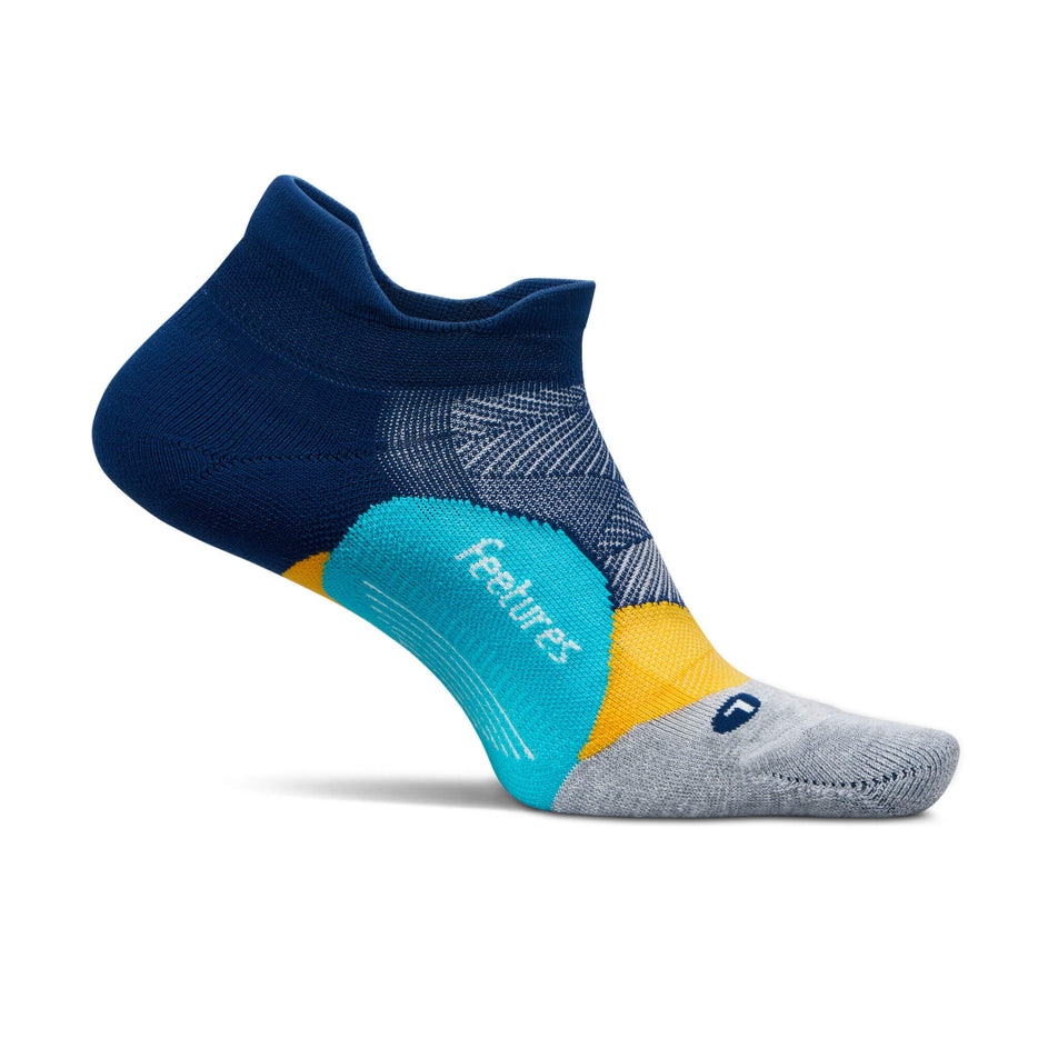 Medial side of the left sock from a pair of Feetures Unisex Elite Light Cushion No Show Tab Running Socks in the Nitro Navy colourway (8453701140642)