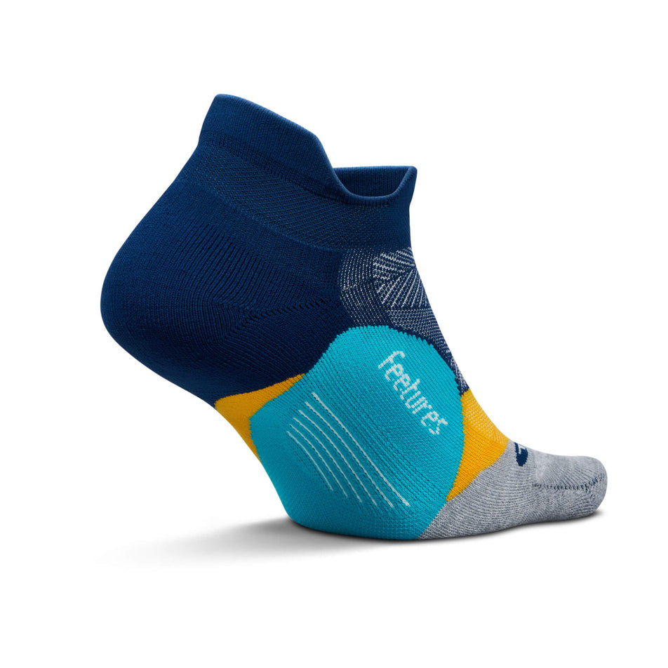 Medial side of the left sock from a pair of Feetures Unisex Elite Light Cushion No Show Tab Running Socks in the Nitro Navy colourway (8453701140642)