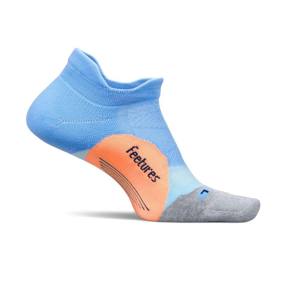 Medial side of the left sock from a pair of Feetures Unisex Elite Light Cushion No Show Tab Running Socks in the Blue Burst colourway (8453704220834)