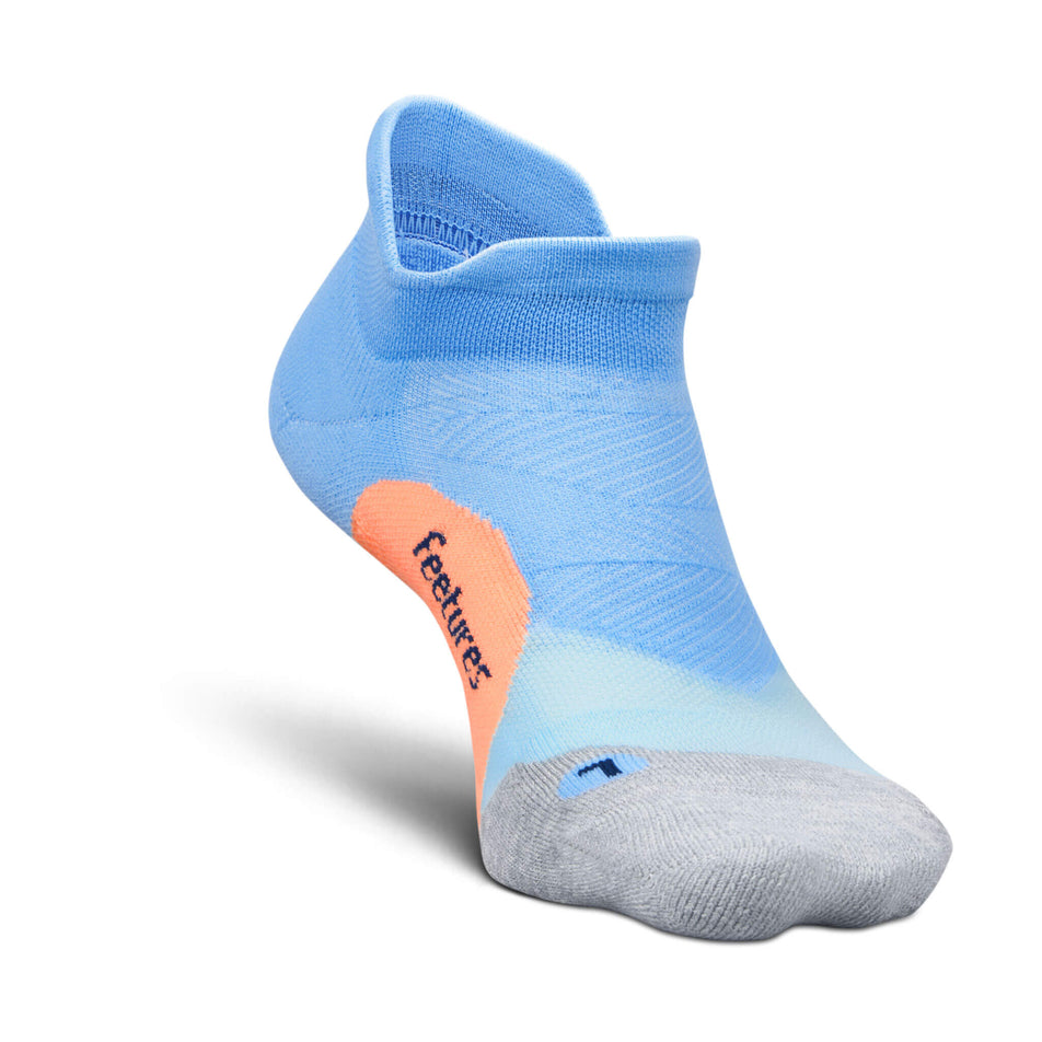 Medial side of the left sock from a pair of Feetures Unisex Elite Light Cushion No Show Tab Running Socks in the Blue Burst colourway (8453704220834)