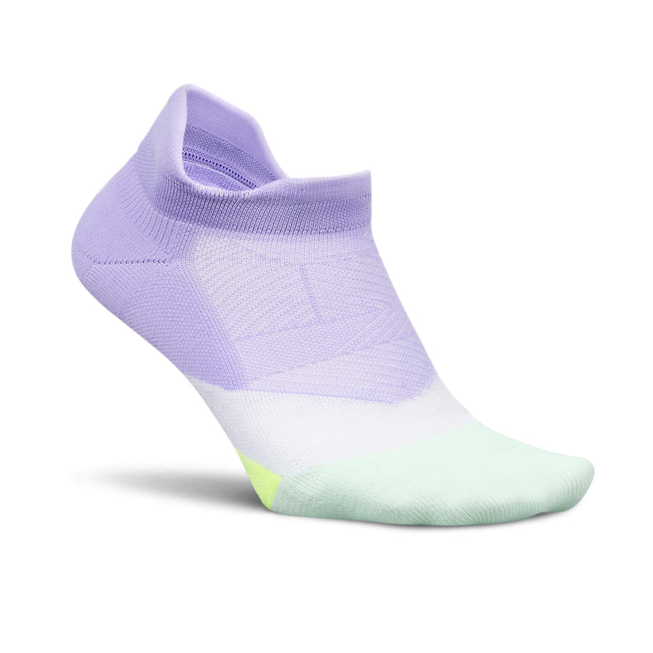 Lateral side of the right sock from a pair of Feetures Unisex Elite Light Cushion No Show Tab Running Socks in the Lavender Rush colourway (8453692489890)