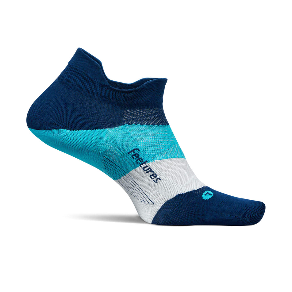 Medial side of the left sock from a pair of Feetures Unisex Elite Ultra Light No Show Tab Running Socks in the Nitro Navy colourway (8453681709218)