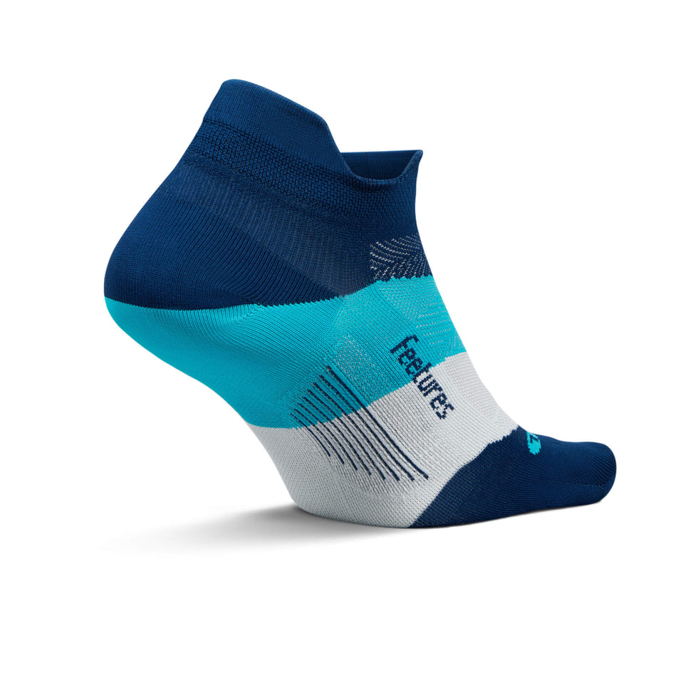 Medial side of the left sock from a pair of Feetures Unisex Elite Ultra Light No Show Tab Running Socks in the Nitro Navy colourway (8453681709218)