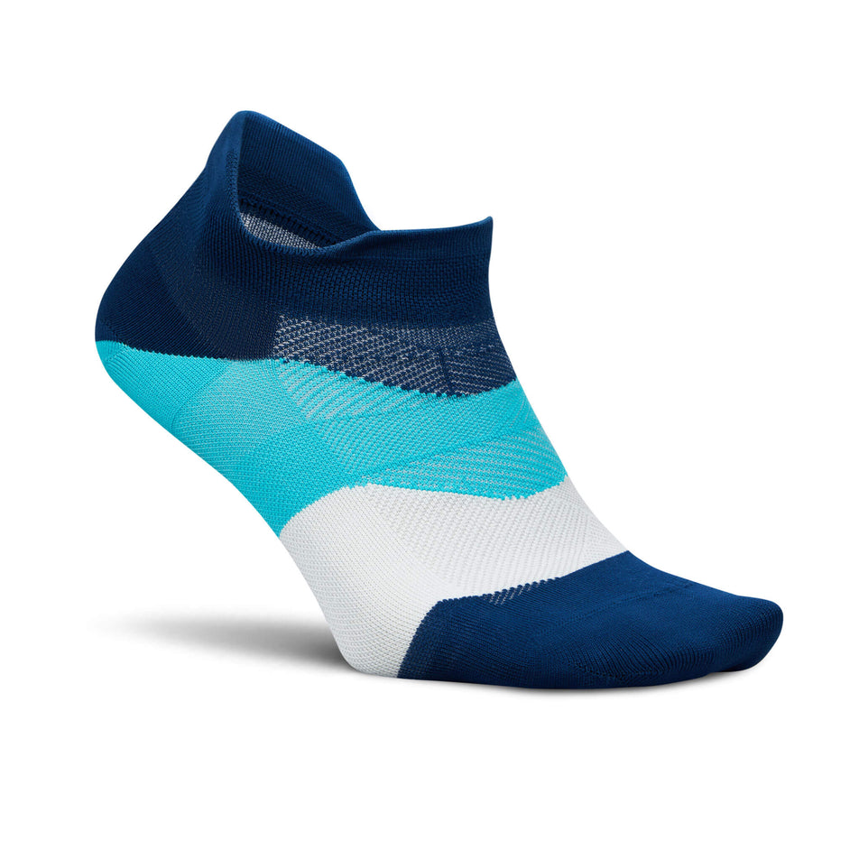 Lateral side of the right sock from a pair of Feetures Unisex Elite Ultra Light No Show Tab Running Socks in the Nitro Navy colourway (8453681709218)