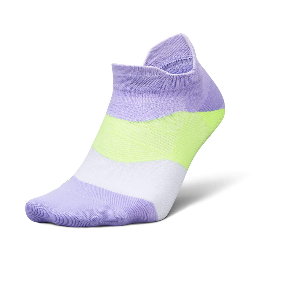 Lateral side of the left sock from a pair of Feetures Unisex Elite Ultra Light No Show Tab Running Socks in the Lavender Rush colourway (8453685837986)