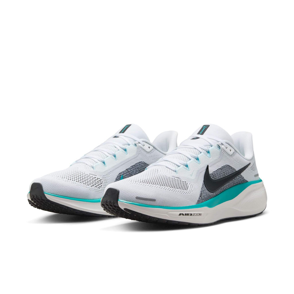 A pair of Nike Men's Pegasus 41 Road Running Shoes in the White/Black-Dusty Cactus-Glacier Blue colourway (8357790384290)