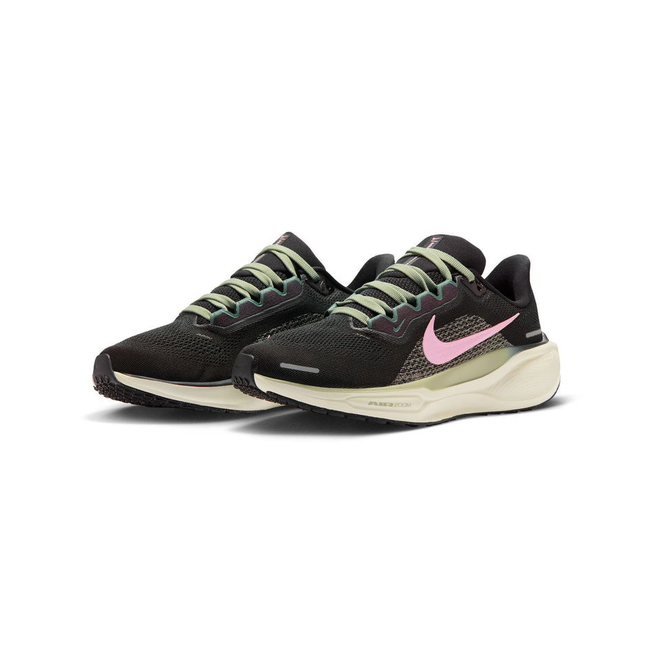 A pair of Nike Women's Pegasus 41 Road Running Shoes in the Black/Pink Foam -Jade Horizon-Bicoastal colourway. (8503206772898)